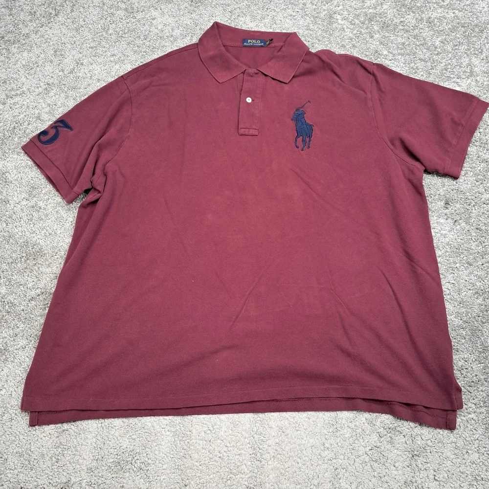 Polo Ralph Lauren Mens Big Pony Short Sleeve Polo Shirt Burgundy 2XB 7413